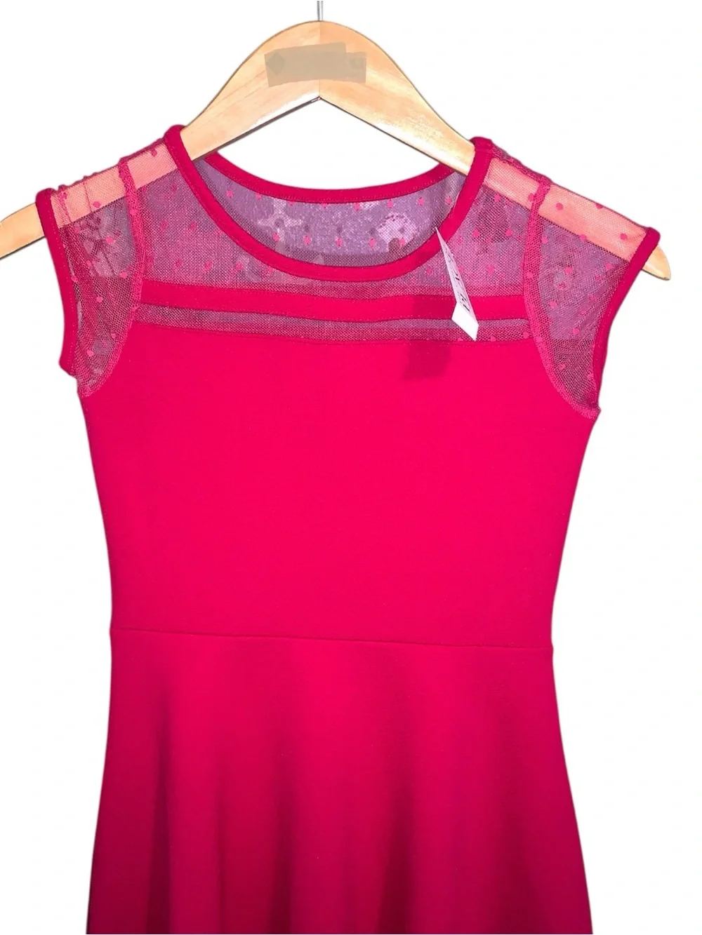 NWT The Children’s Place Pink Red Mesh Fit & Flare Dress Girls Medium